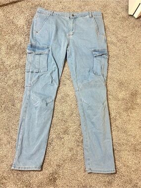 Light Blue Cargo Jeans Pants